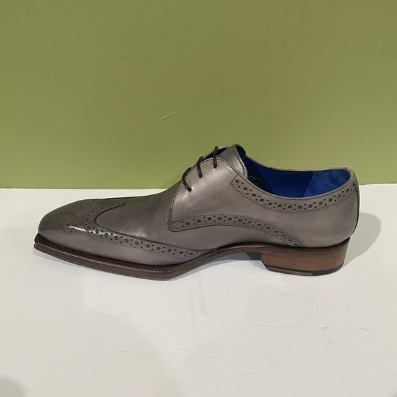 Emilio Franco shoes dressy gray leather calf wing tip - Picture 3 of 5